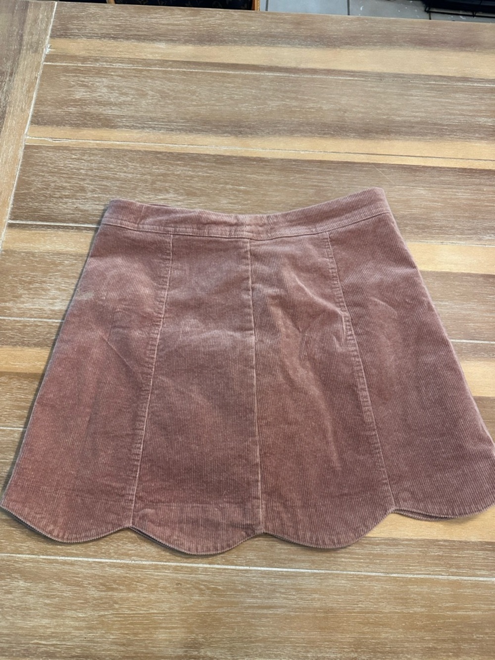 Altar'd State Corduroy Scalloped Hem Mini Skirt in Mauve